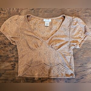 Urban Romantics Tan Lace Crop Top